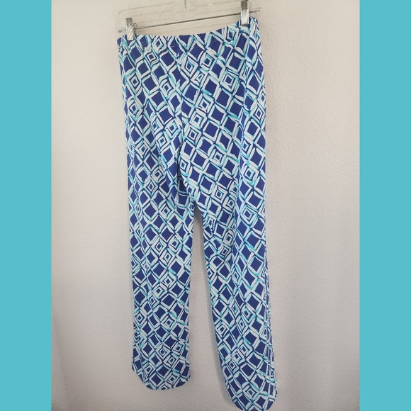 Barbara Erickson NWT Blue Print Pull On Ankle Pants Large - Picture 4 of 7